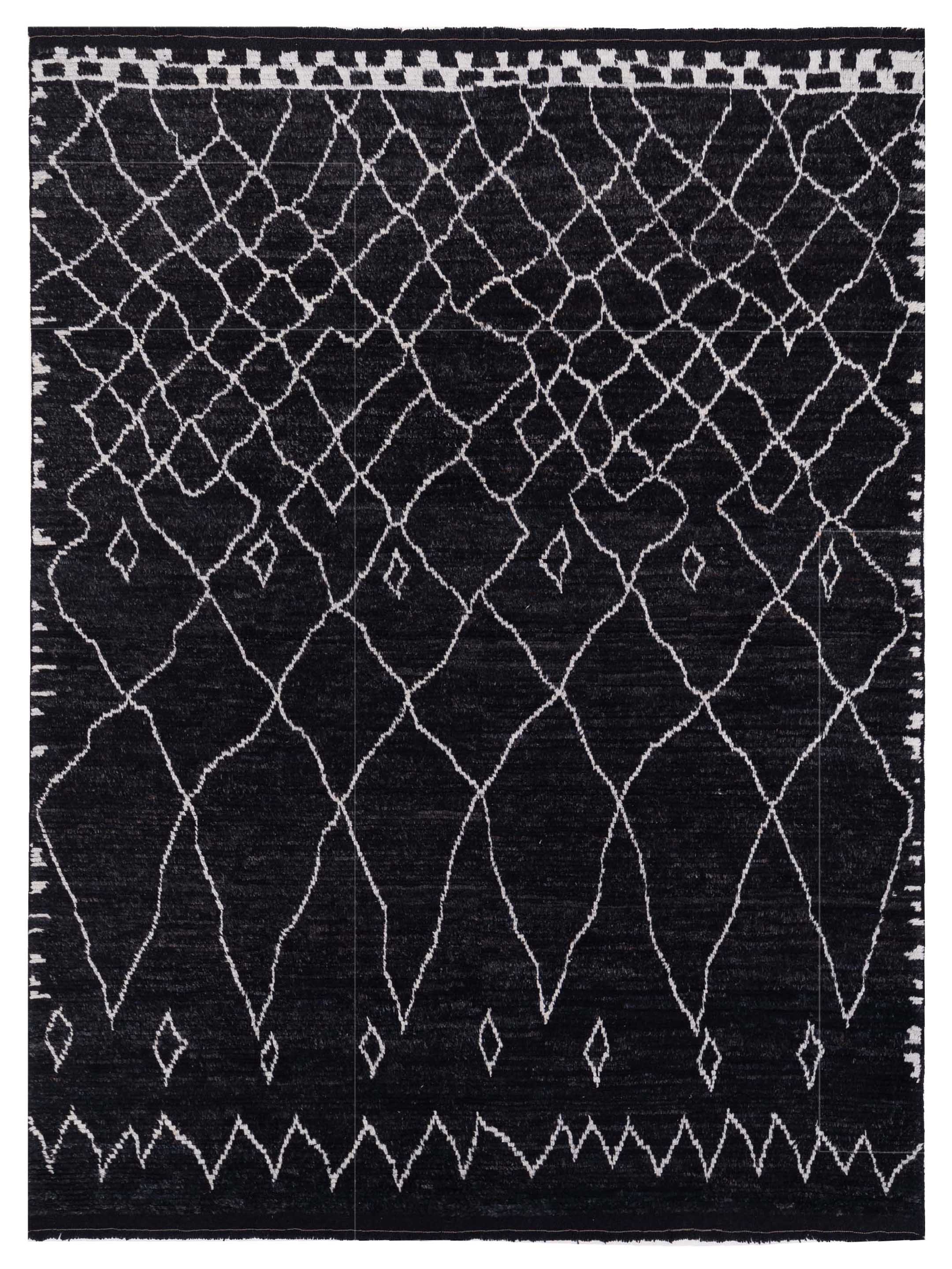 Berber Contemporary Black Ivory Checkered Inspired Rug	
